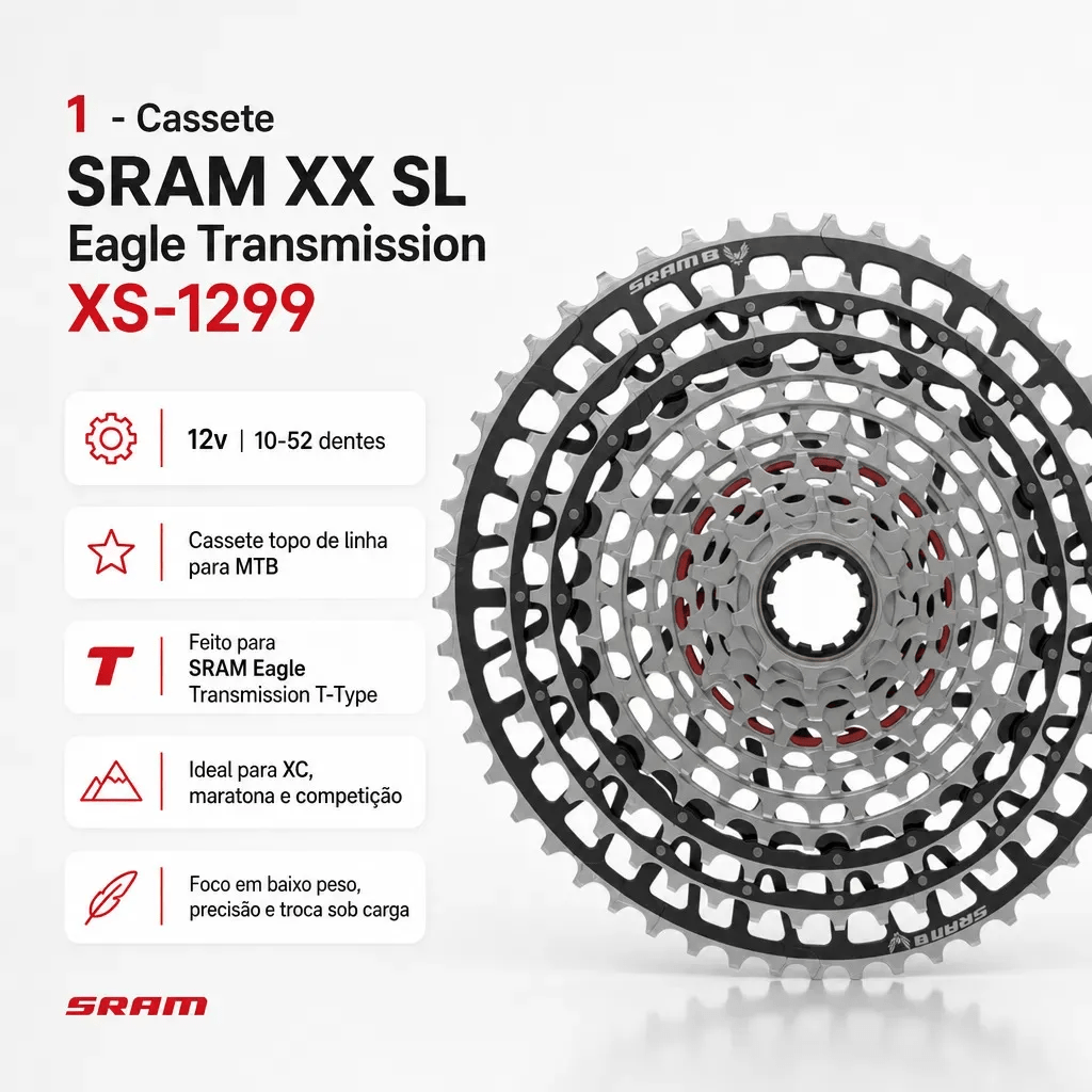 CASSETE SRAM XS-1299 XX SL T-TYPE EAGLE 10-52 12V XD
