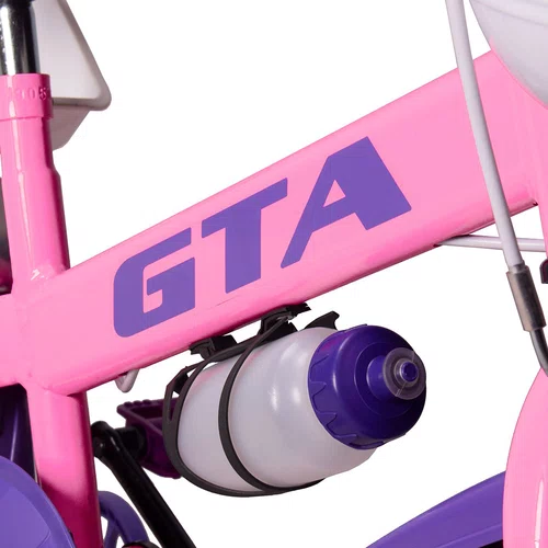 BICICLETA INFANTIL ARO 16 GTA FLOWER ROSA E ROXO COM RODINHA