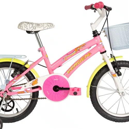 BICICLETA INFANTIL VERDEN LOLLA ROSA E AMARELO  ARO 16