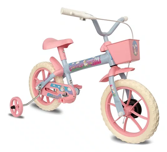 BICICLETA INFANTIL VERDEN PATY ARO 12 AZUL BEBÊ E ROSA