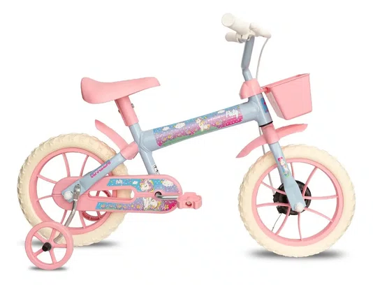 BICICLETA INFANTIL VERDEN PATY ARO 12 AZUL BEBÊ E ROSA