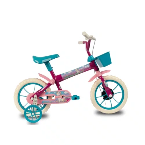 BICICLETA INFANTIL VERDEN PATY ARO 12 PINK E TURQUESA