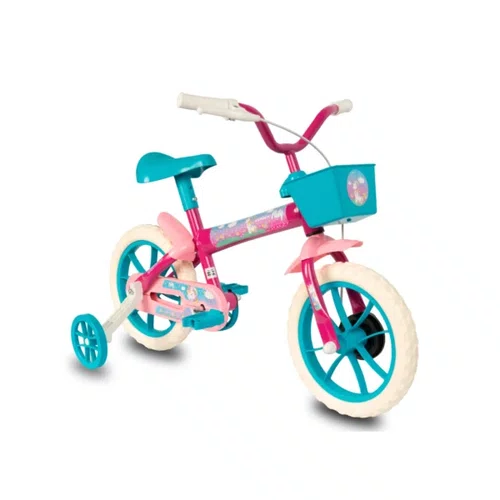BICICLETA INFANTIL VERDEN PATY ARO 12 PINK E TURQUESA