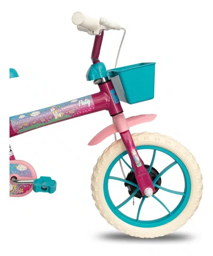 BICICLETA INFANTIL VERDEN PATY ARO 12 PINK E TURQUESA