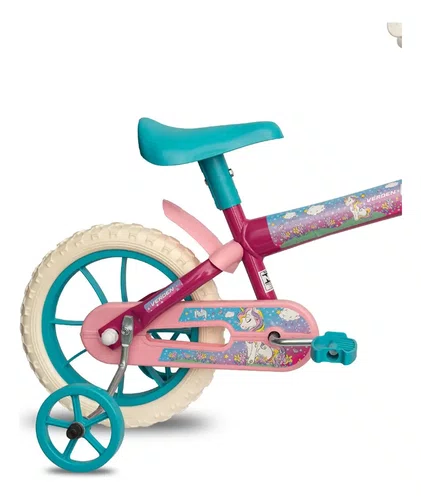 BICICLETA INFANTIL VERDEN PATY ARO 12 PINK E TURQUESA