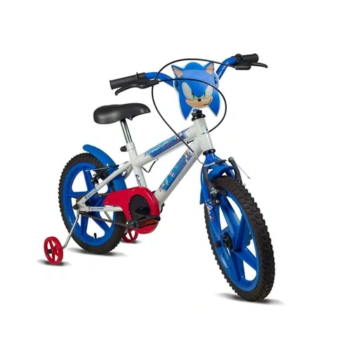 BICICLETA INFANTIL VERDEN SONIC BRANCO E AZUL  ARO 16