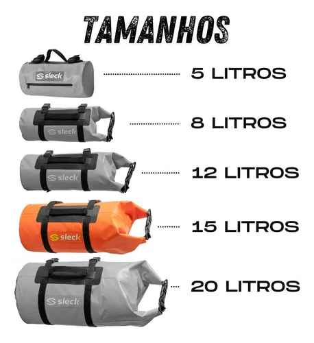 BOLSA IMPERMEAVEL SLECK 15L BIKE MOTO LARANJA