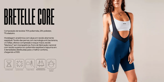 BRETELLE CICLISMO FEMININO NOMAD CORE AZUL MARINHO