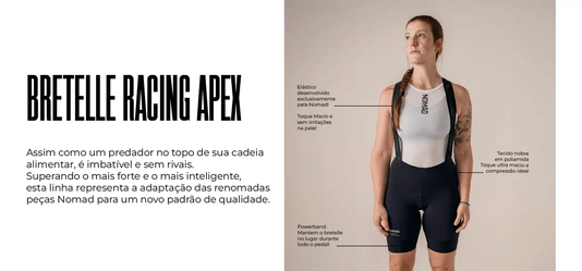 BRETELLE CICLISMO FEMININO NOMAD RACING APEX MARROM