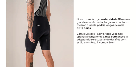 BRETELLE CICLISMO MASCULINO NOMAD RACING APEX PRETO