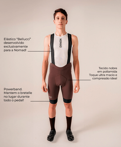 BRETELLE CICLISMO MASCULINO NOMAD RACING APEX MARROM