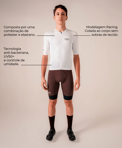 CAMISA DE CICLISMO NOMAD RACING APEX BRANCO MASCULINA