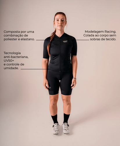 CAMISA DE CICLISMO NOMAD RACING APEX PRETO FEMININO