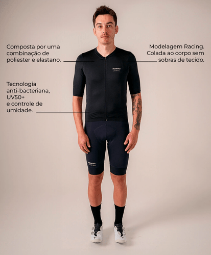 CAMISA DE CICLISMO NOMAD RACING APEX PRETO MASCULINA