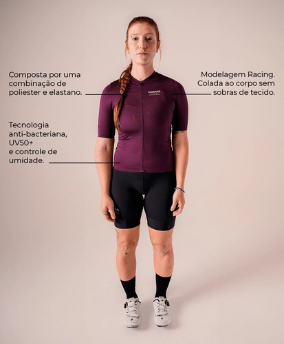 CAMISA DE CICLISMO NOMAD RACING APEX ROXO FEMININO