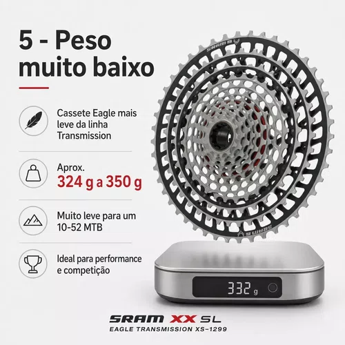 CASSETE SRAM XS-1299 XX SL T-TYPE EAGLE 10-52 12V XD
