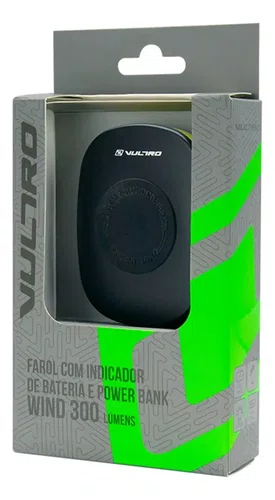 FAROL WIND 300 LUMENS COM INDICADOR DE BATERIA E POWERBANK