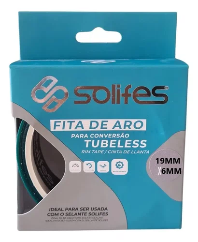 FITA DE VEDAÇÃO CONVERSÃO TUBELESS SOLIFES 19MM X 6 METROS
