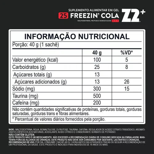GEL ENERGÉTICO Z2 FREEZIN COLA SACHÊ 40G