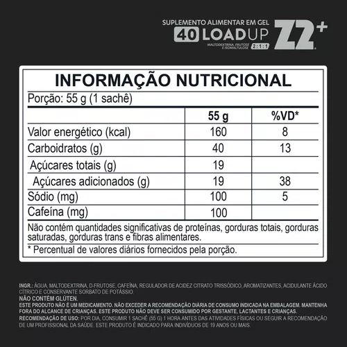 GEL ENERGÉTICO Z2 ORIGINAL LOADUP SACHÊ 55G 40 CARBS