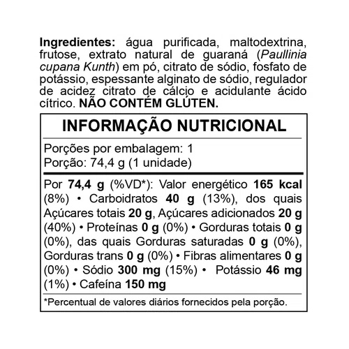 GEL NUTRICIONAL XTRATUS H2GEL 75G CAF CARBOIDRATO GUARANÁ