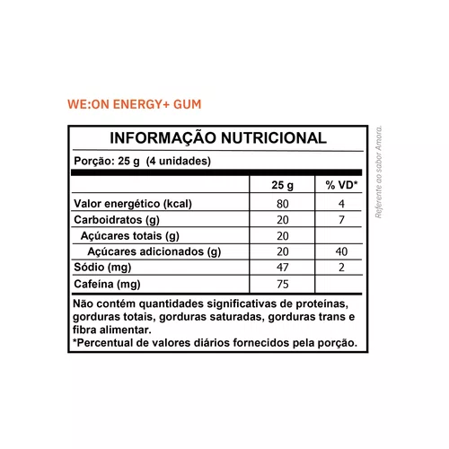 GOMA CARBO ENERGY GUM WE:ON AMORA COM CAFEÍNA
