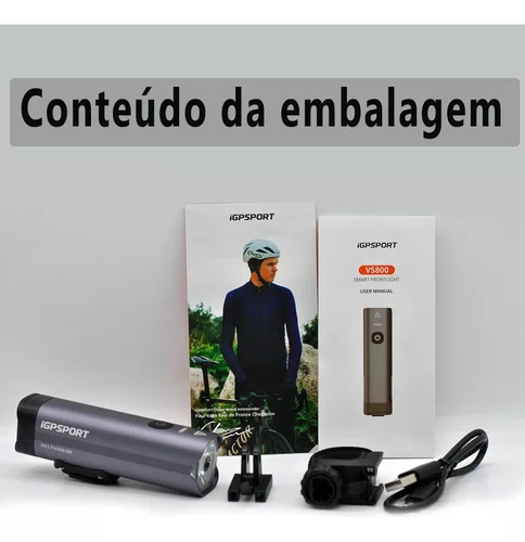 LANTERNA IGPSPORT VS800 BIKE LED USB PROVA D'ÁGUA 800 LUMENS