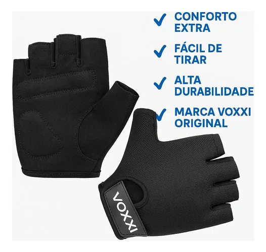 LUVA MEIO DEDO VOXXI COM POLEGAR ACOLCHOADO PRETA 