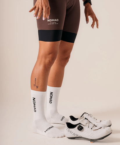 MEIA CICLISMO NOMAD RACING APEX COMPRESSÃO BRANCO