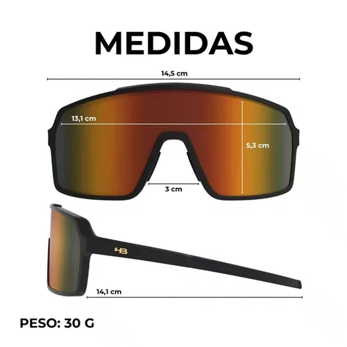 ÓCULOS HB GRINDER MATTE BLACK ORANGE ESPELHADO