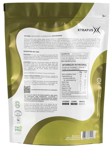 PRÉ E INTRATREINO EM PÓ XTRATUS MATE VERDE CAF 200 - 1KG