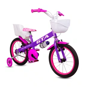 BICICLETA INFANTIL ARO 16 GTA PURPLE FLOWER COM RODINHA