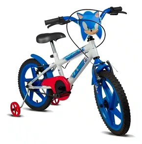 BICICLETA INFANTIL VERDEN SONIC BRANCO E AZUL  ARO 16