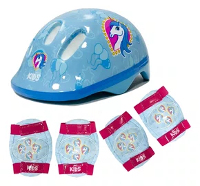 KIT CAPACETE PROTEÇÃO INFANTIL ABSOLUTE UNICÓRNIO