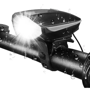 LANTERNA FAROL LED BIKE COM BUZINA RECARREGÁVEL USB SEISA