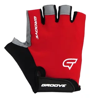 LUVA CICLISMO GROOVE GR1 MEIO DEDO VERMELHA CONFORTO