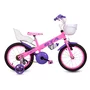 BICICLETA INFANTIL ARO 16 GTA FLOWER ROSA E ROXO COM RODINHA