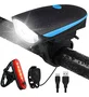 LANTERNA FAROL LED BIKE COM BUZINA RECARREGÁVEL USB SEISA